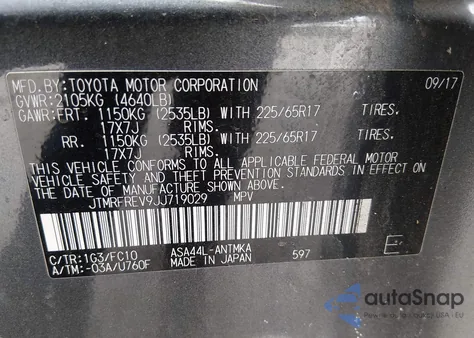 2018 Toyota Rav4 Xle from USA, damaged, VIN JTMRFREV9JJ719029